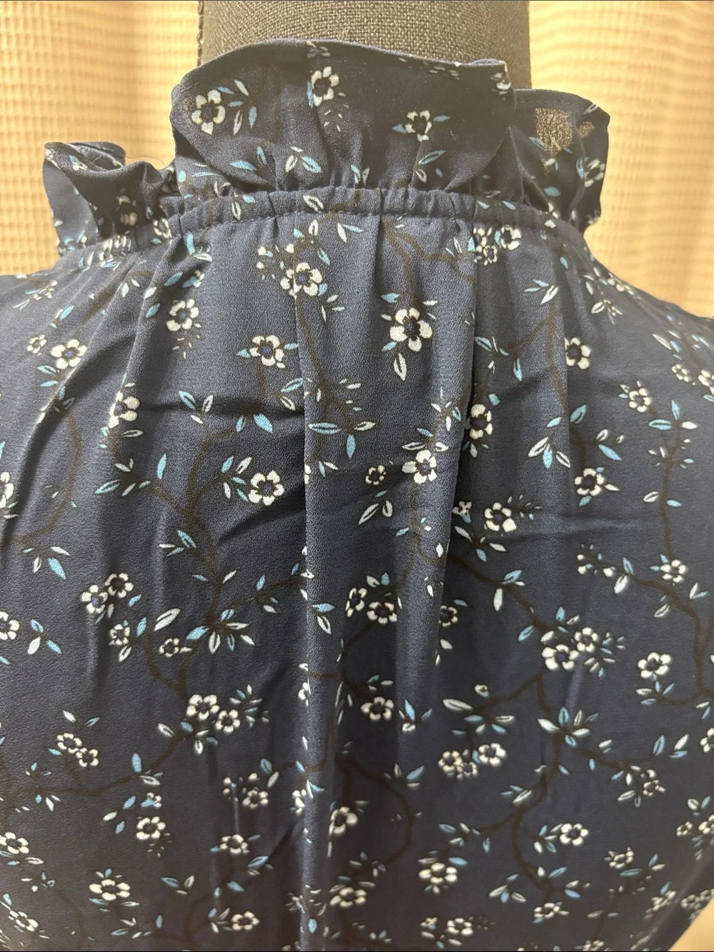 kate spade Navy Blue Floral Maxi Dress with Ruffle Details